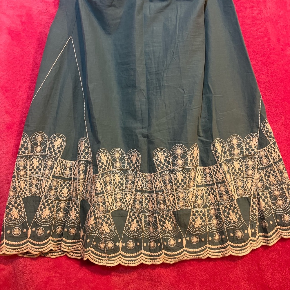 Max Studio Blue Skirt with Cream Detailing